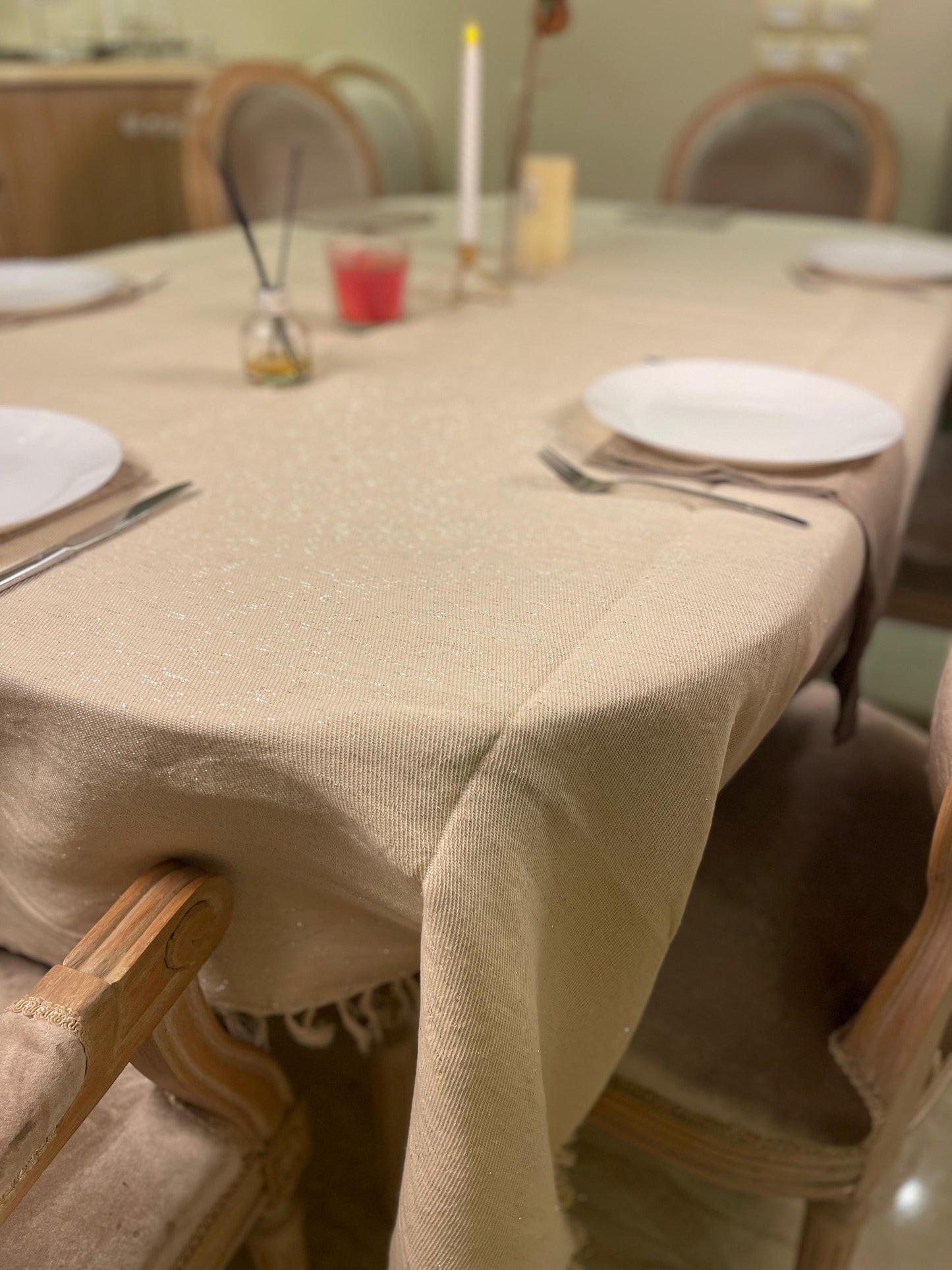 Sliver threads tablecloth
