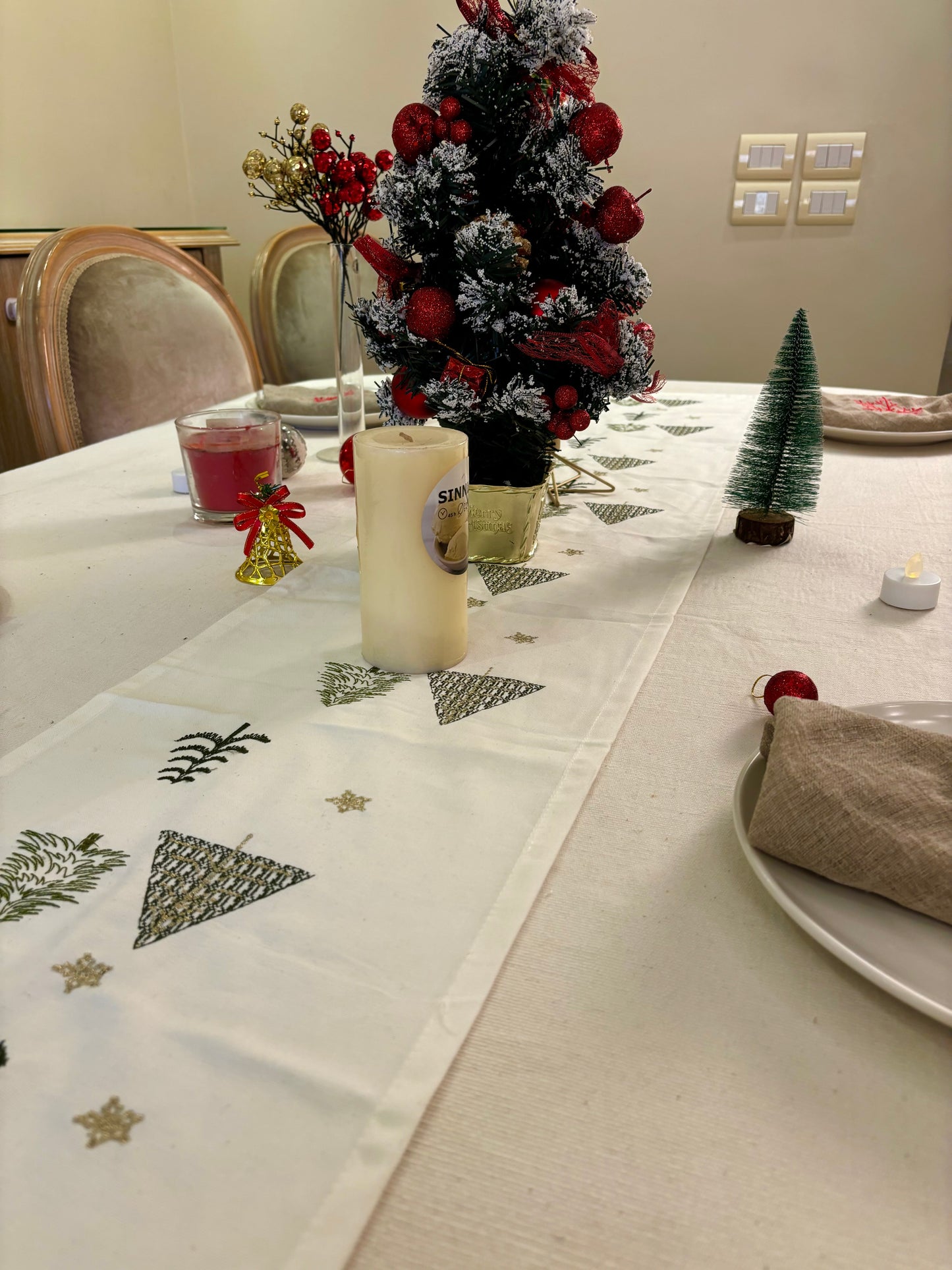 Green X Gold Christmas Tree runner