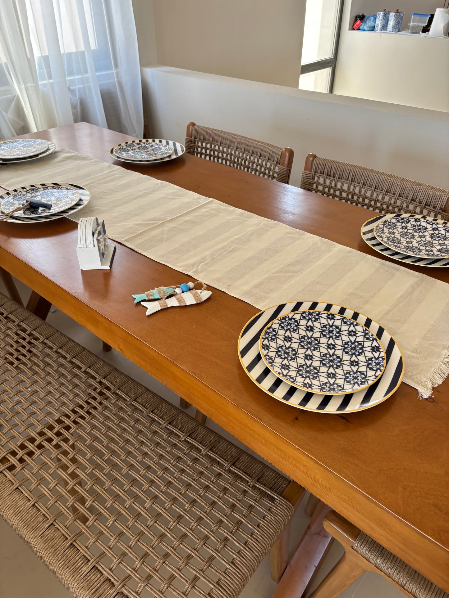 Linen striped Table Runner