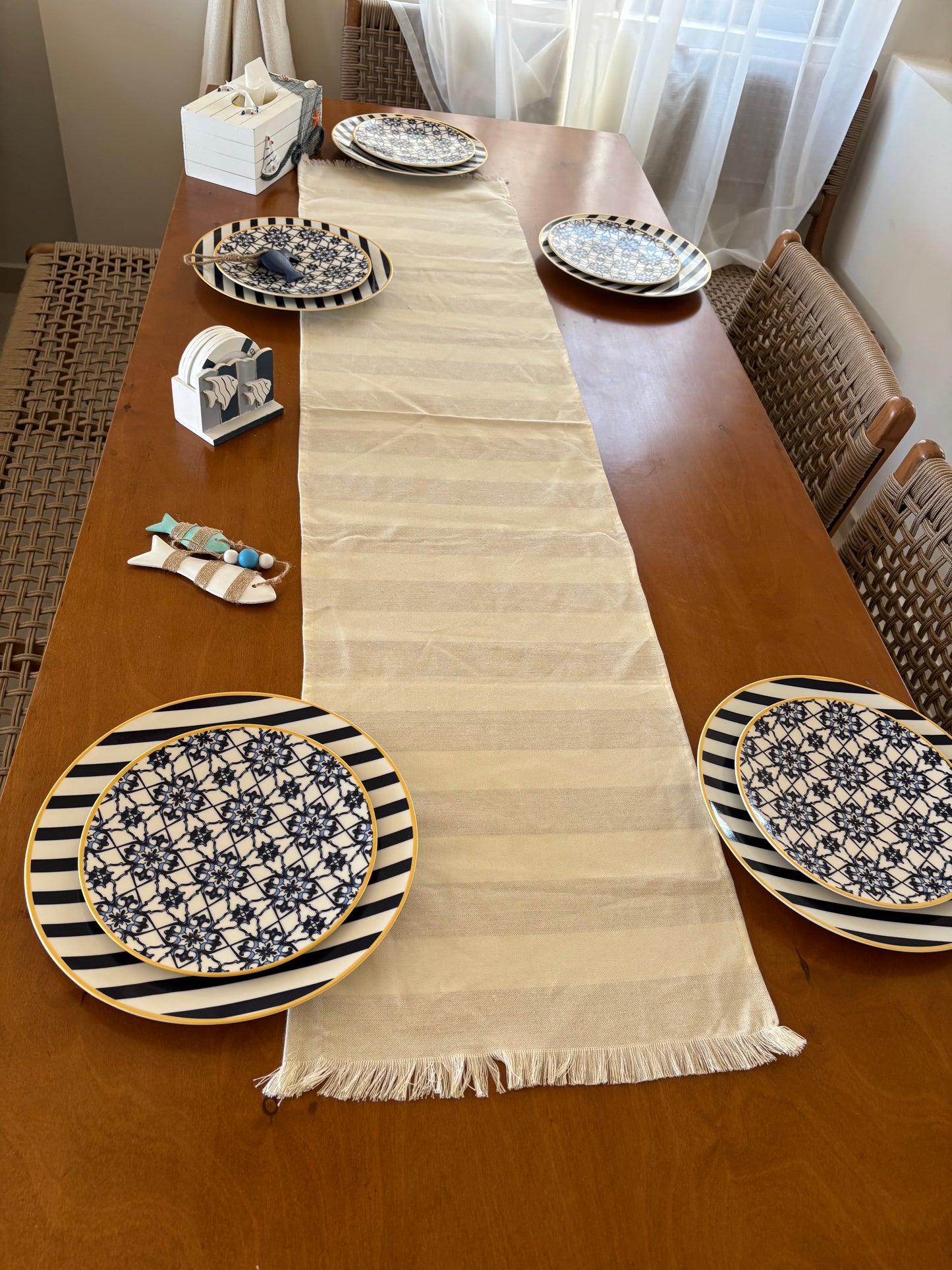 Linen striped Table Runner