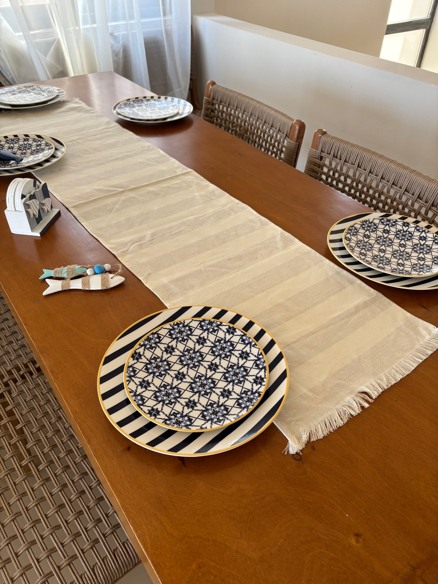 Linen striped Table Runner