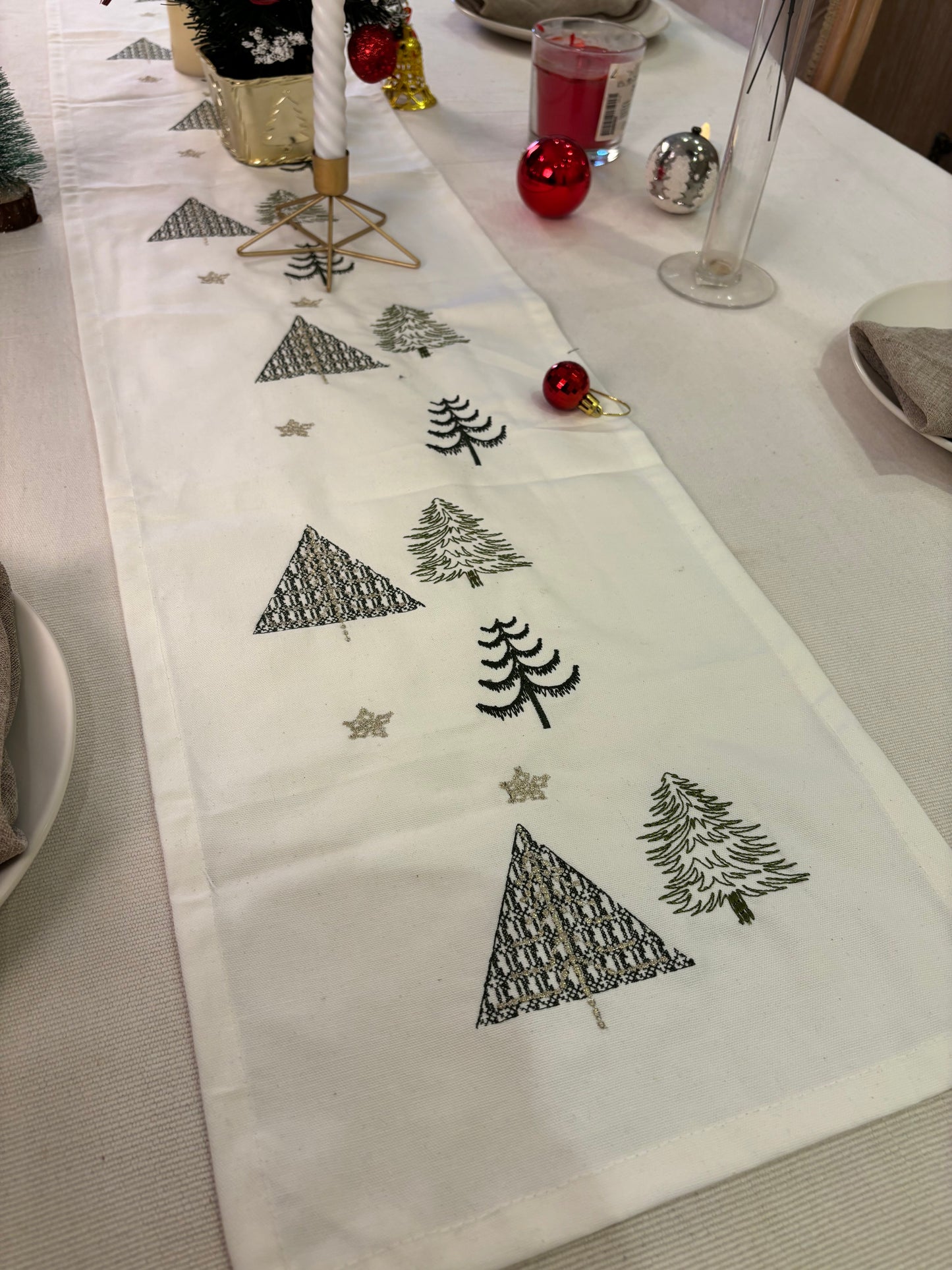 Green X Gold Christmas Tree runner