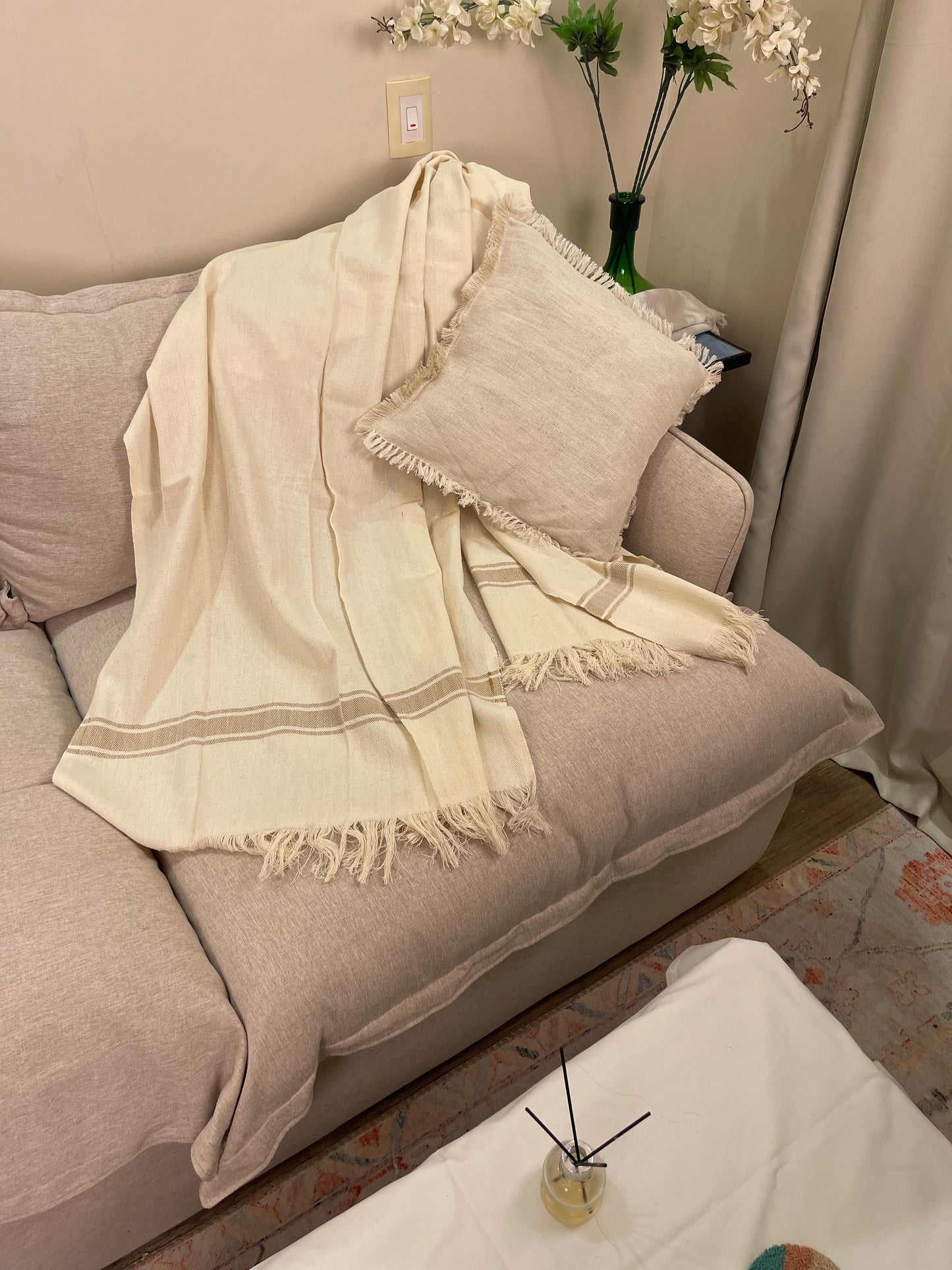 Cotton striped throw