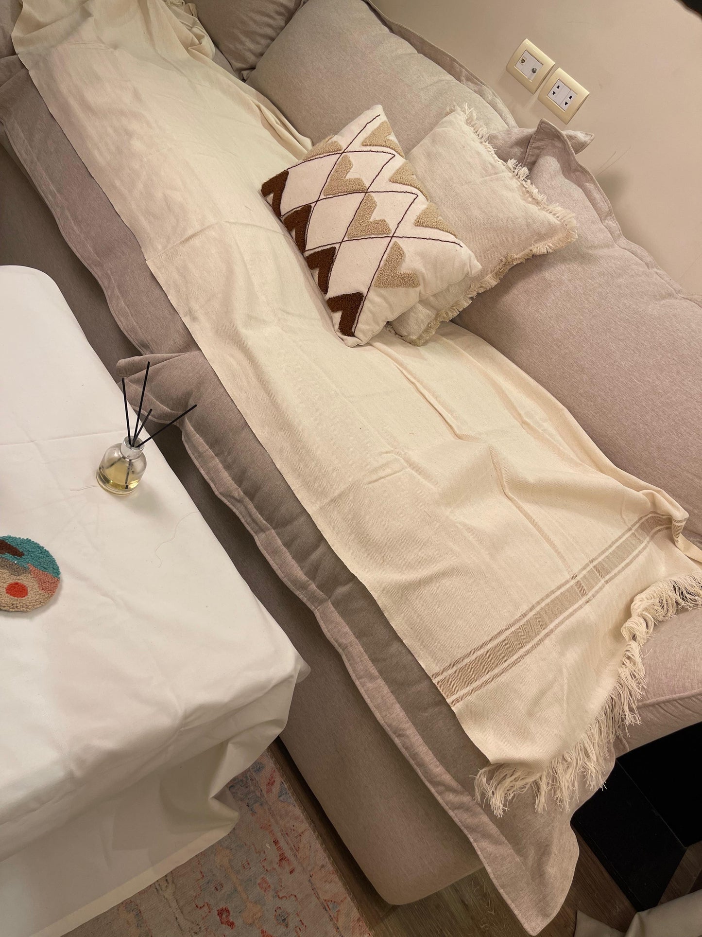 Cotton striped throw