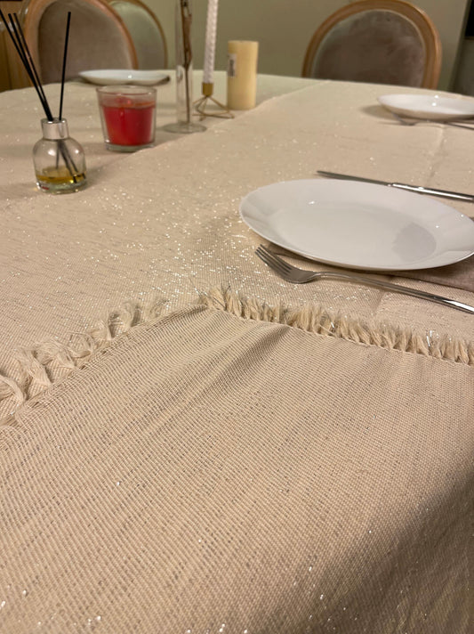 Sliver threads tablecloth