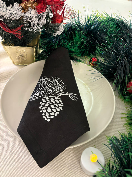 White leaves cotton napkin towels