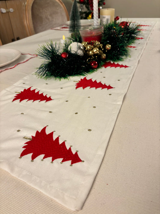 Christmas embroidered table runner