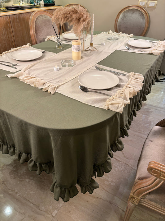 Ruffle linen tablecloth
