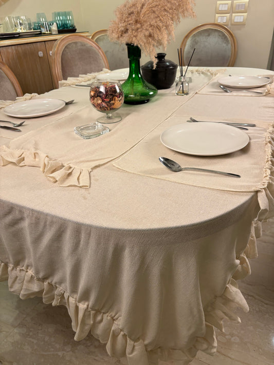 Ruffle linen tablecloth