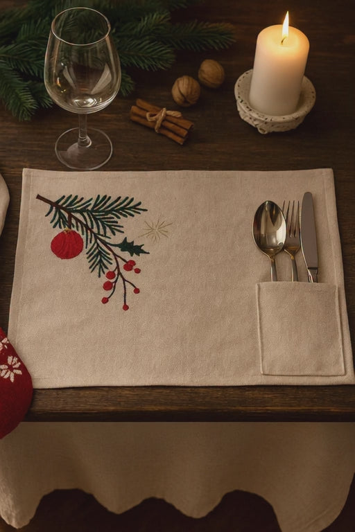 Christmas embroidered placemats